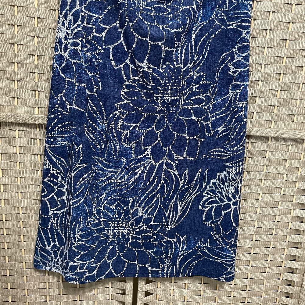 TOMMY BAHAMA BIMINI COWL NECK DRESS Women’s S Navy Print Slinky Knit Sleeveless - Picture 4 of 9